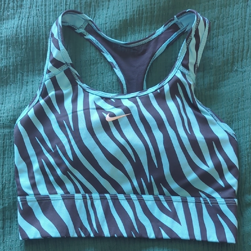 Nike Women's Zebra Print Sports Bra - Blue